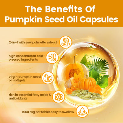 VivoNu Pumpkin Seed Oil with Saw Palmetto Capsules | Cold Pressed, Pure Virgin Oil, Essential Fatty Acids & Phytosterols | 300 SoftgelsSupports Hair, Urinary - PrimeBioHealth - canada supplements