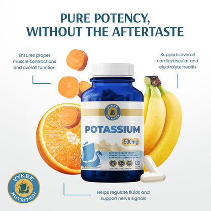 Vykee Nutrition Potassium Citrate Capsules - Supplements for Electrolyte Balance, Muscle & Heart Health - Vegan, Non-GMO, - PrimeBioHealth - canada supplements