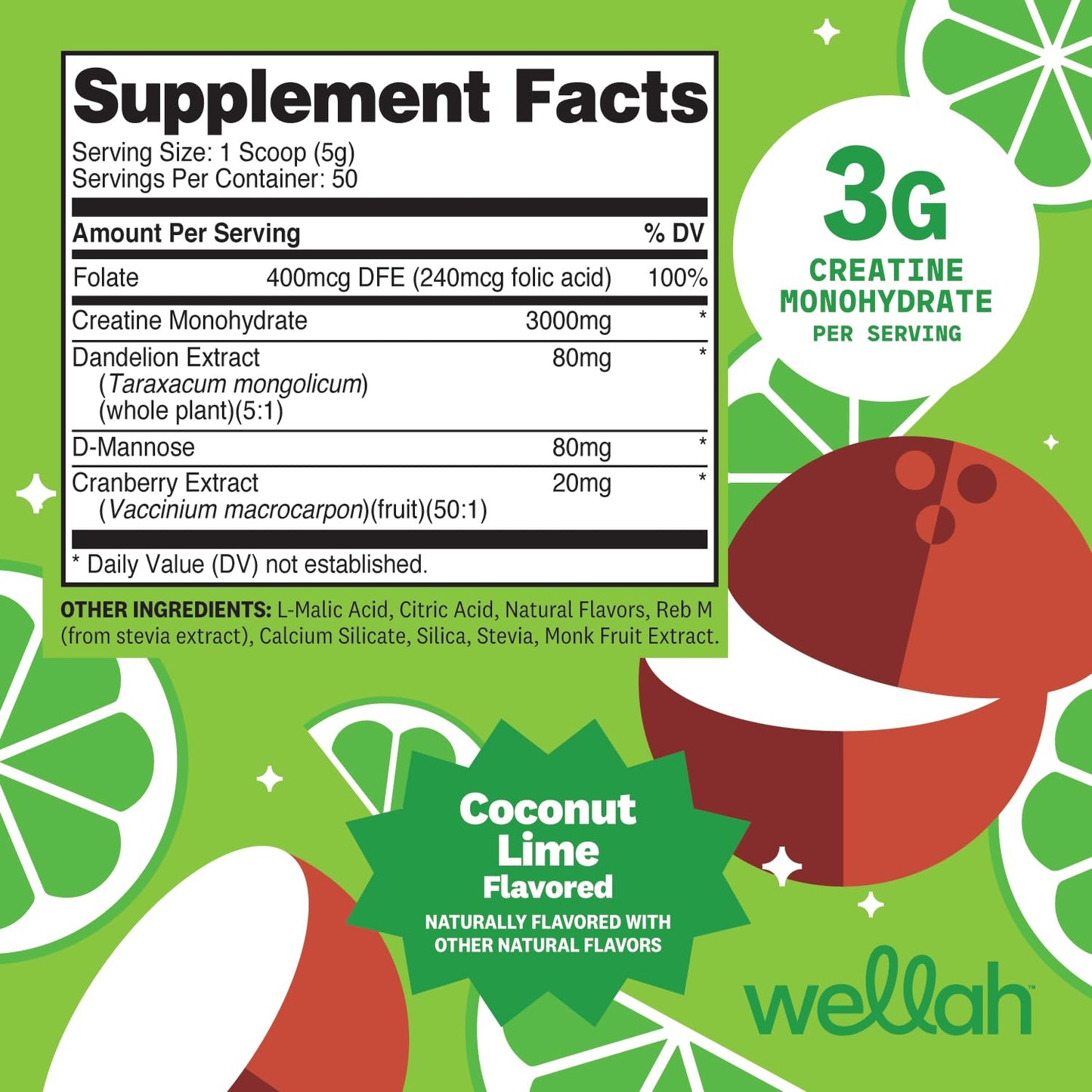 Wellah Creatine for Women - Creatine Monohydrate with Dandelion & Cranberry Extract (50 Servings, Strawberry Lemonade) | Creatine Monohydrate with Dandelion & Cranberry Extract - PrimeBioHealth - canada supplements