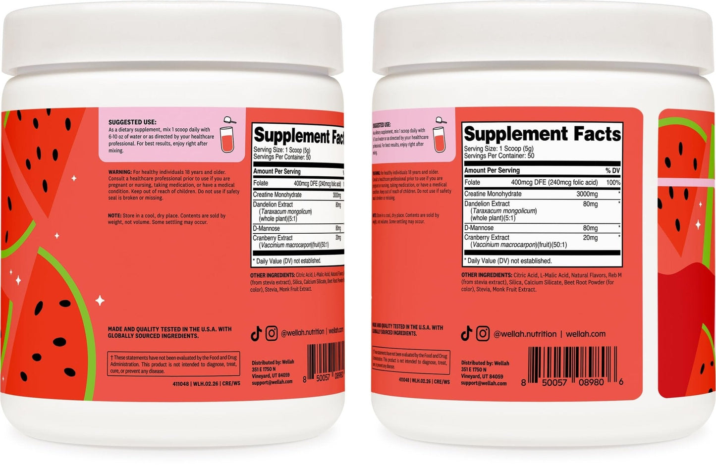 Wellah Creatine for Women - Creatine Monohydrate with Dandelion & Cranberry Extract (50 Servings, Strawberry Lemonade) | Creatine Monohydrate with Dandelion & Cranberry Extract - PrimeBioHealth - canada supplements
