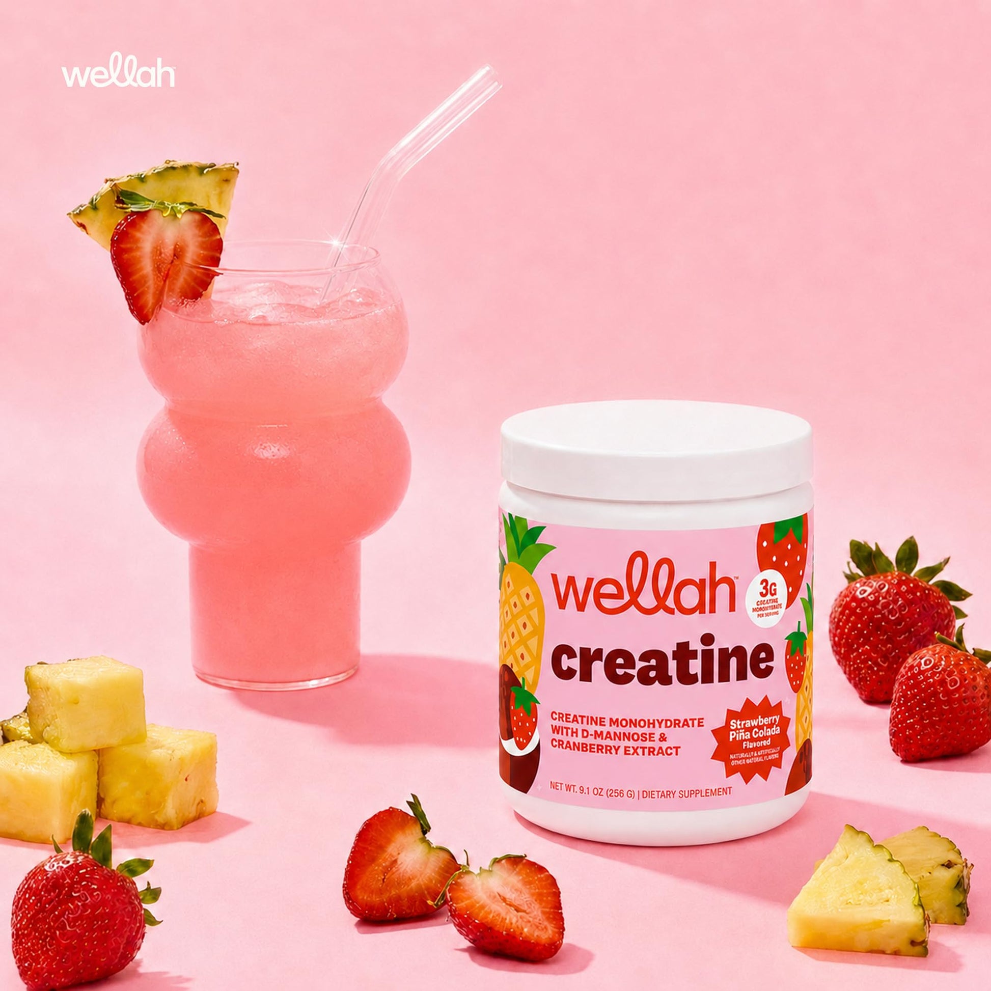 Wellah Creatine for Women - Creatine Monohydrate with Dandelion & Cranberry Extract (50 Servings, Strawberry Lemonade) | Creatine Monohydrate with Dandelion & Cranberry Extract - PrimeBioHealth - canada supplements