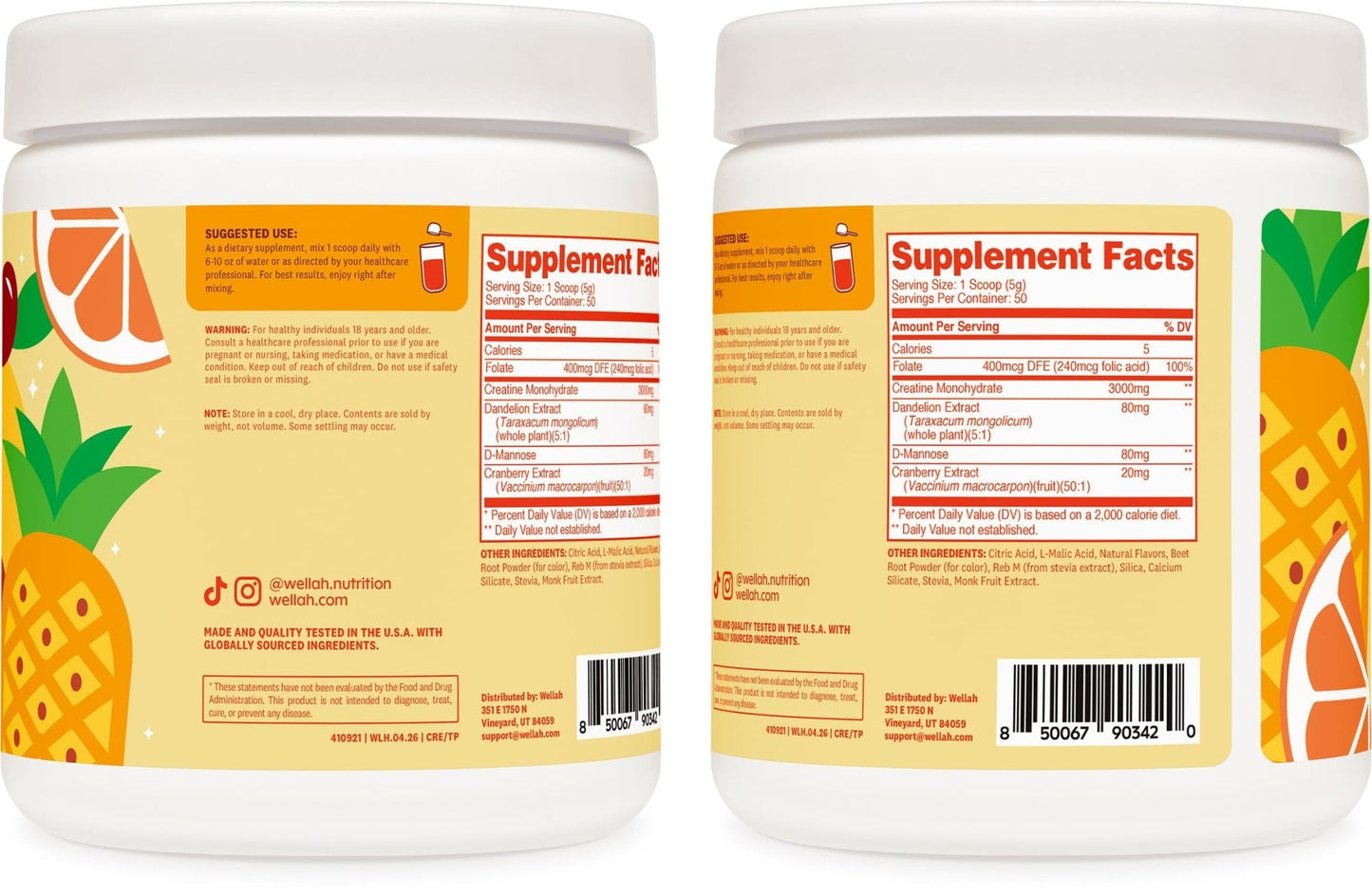 Wellah Creatine for Women - Creatine Monohydrate with Dandelion & Cranberry Extract (50 Servings, Strawberry Lemonade) | Creatine Monohydrate with Dandelion & Cranberry Extract - PrimeBioHealth - canada supplements