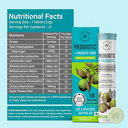 Wellbeing Nutrition Daily Probiotics + Prebiotics | Improve Metabolism, Acidity Relief, Digestion & Gut Health | 18 Billion CFU Organic Probiotics Supplement - PrimeBioHealth - canada supplements