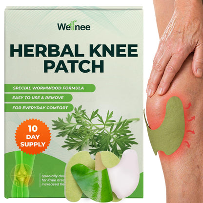 Wellnee Original Herbal Knee Patch - Wellknee Plaster for Knee Support & Muscle Pain - Maximum Strength for a Temporary Relief - Adhesive Heat Patches Made with Natural Herbs for Wellness (10 Pads (Pack of 1)) - PrimeBioHealth - canada supplements