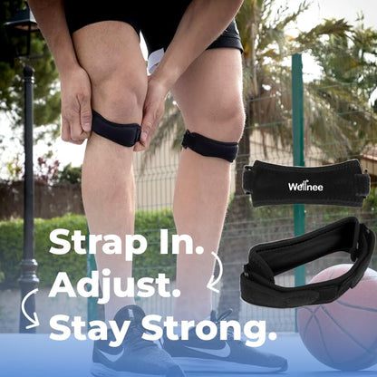 Wellnee Patella Knee Strap – Adjustable Knee Brace for Support, Running, Basketball, Volleyball, Tennis, Hiking, and more – One Size Fits Most - Wellknee Knee support for Women & Men (1 Pack) - PrimeBioHealth - canada supplements
