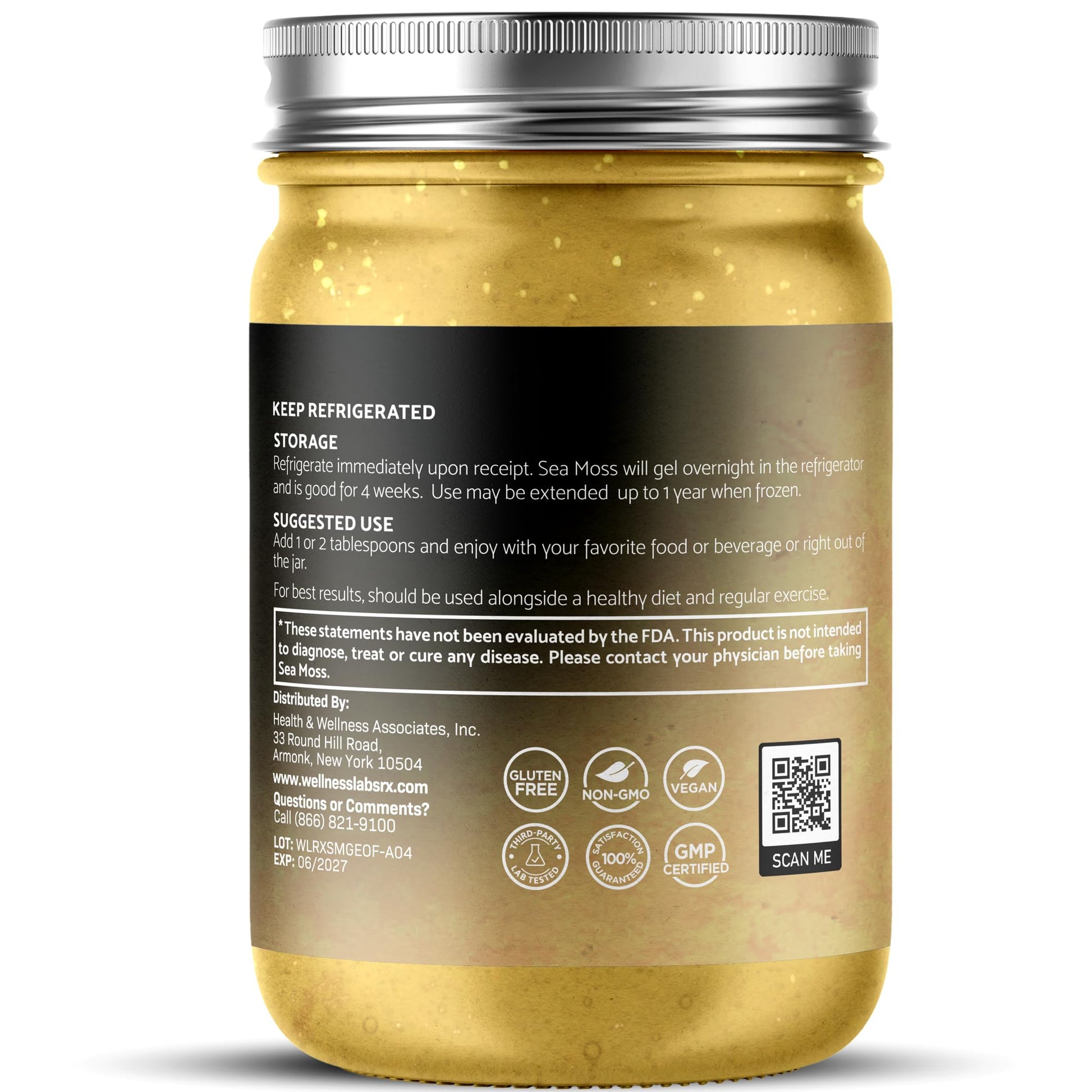 WELLNESS LABSRX Irish Sea Moss Gel Raw - Wildcrafted Superfood Seamoss Gel - Pineapple Mango Flavor, Vitamin and Mineral-Rich from Pristine Caribbean Waters - 10 oz. - PrimeBioHealth - canada supplements