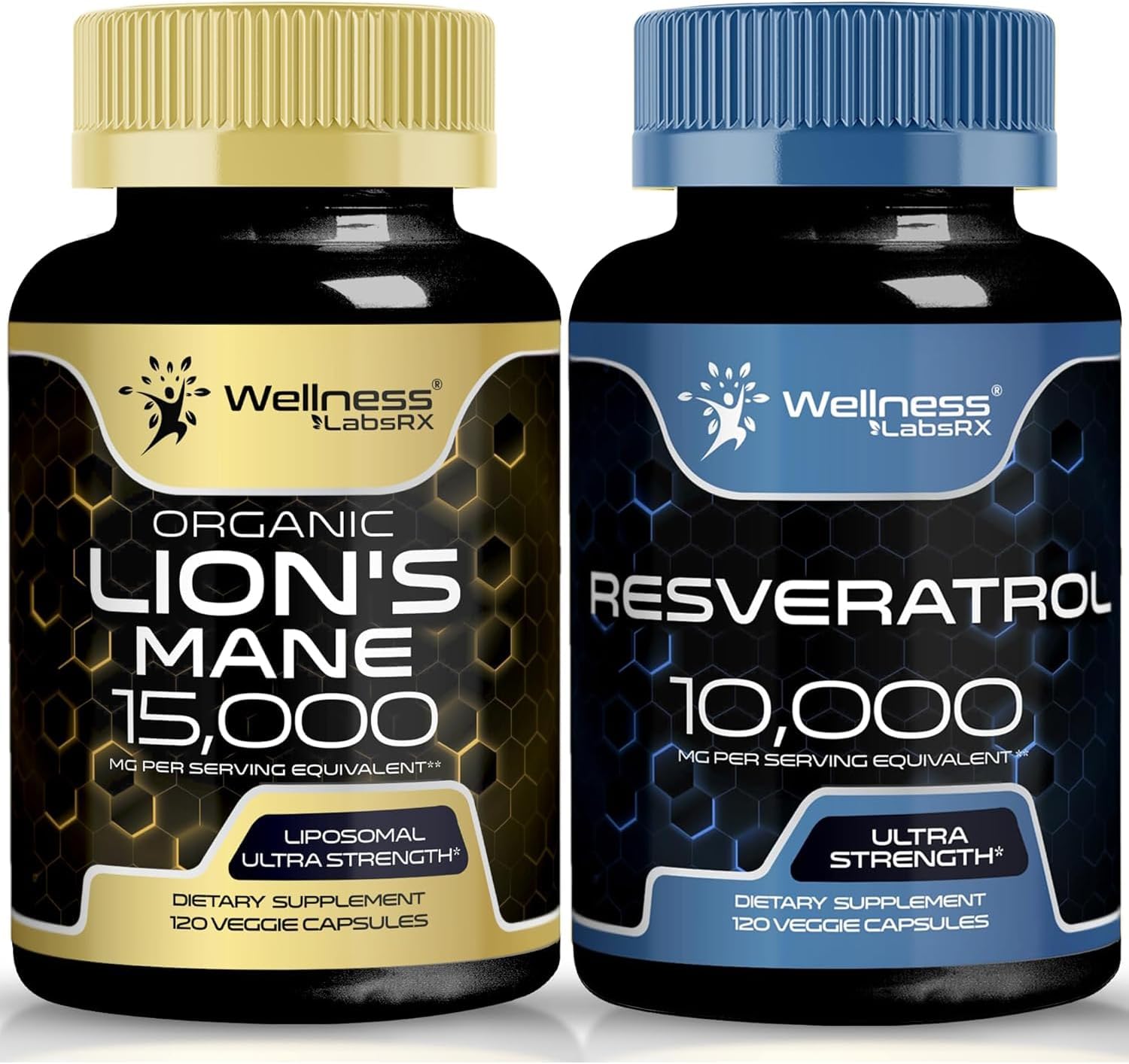 WELLNESS LABSRX Resveratrol Capsules 10000 - Lions Mane Supplement Capsules | Bundle - PrimeBioHealth - canada supplements