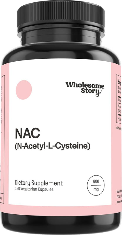 Wholesome Story NAC Supplement N Acetyl Cysteine 600 mg | Liver, Lung & Fertility Support | 120 Capsules | 120 Serving Supply - PrimeBioHealth - canada supplements