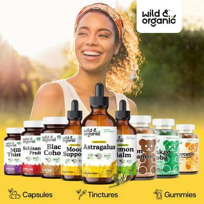 Wild & Organic Astragalus Root Extract Drops - Immune Support - Liquid Astragalus Supplement - Add to Tea & Mix with Powder - Membranaceus Herb - Vegan, Sugar & Alcohol-Free Tincture - 4 fl oz - PrimeBioHealth - canada supplements