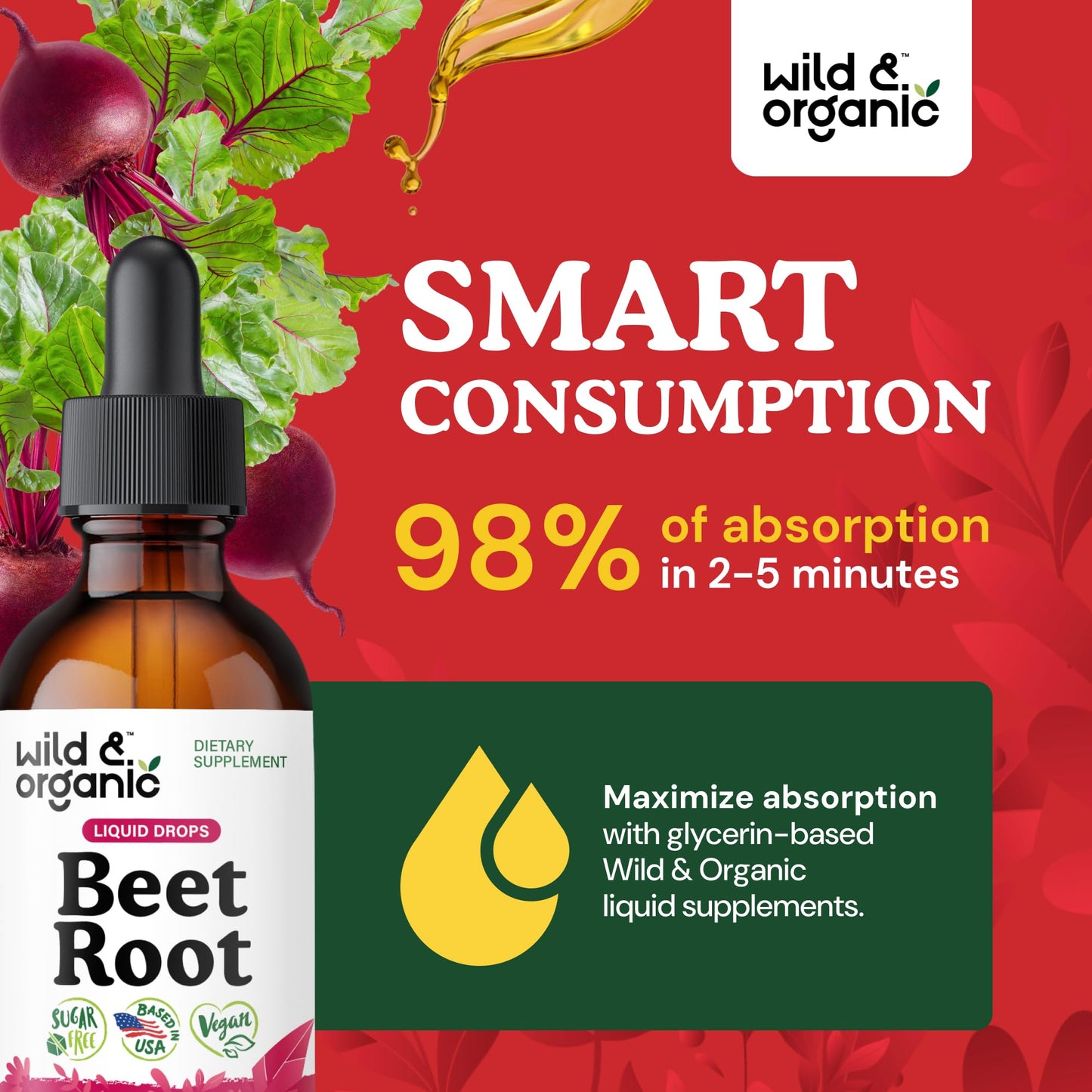 Wild & Organic Beet Root Extract Drops - Energy Support - Liquid Red Beets Supplements - 400 mg per Serving - Mix with Powder - Vegan, Sugar & Alcohol - 4 fl oz - PrimeBioHealth - canada supplements