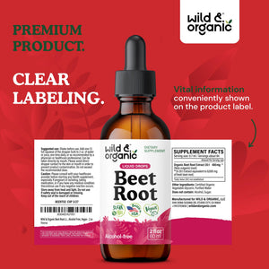 Wild & Organic Beet Root Extract Drops - Energy Support - Liquid Red Beets Supplements - 400 mg per Serving - Mix with Powder - Vegan, Sugar & Alcohol - 4 fl oz - PrimeBioHealth - canada supplements