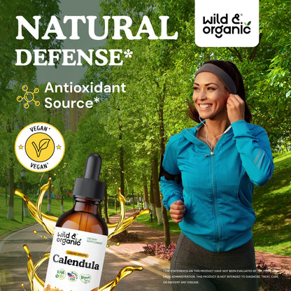 Wild & Organic Calendula Flowers Supplement - Antioxidant, Immune & Skin Support - Add to Tea Extract Drops - Calendula Herb Tincture - Vegan, Alcohol & Sugar-Free - 4 fl oz - PrimeBioHealth - canada supplements