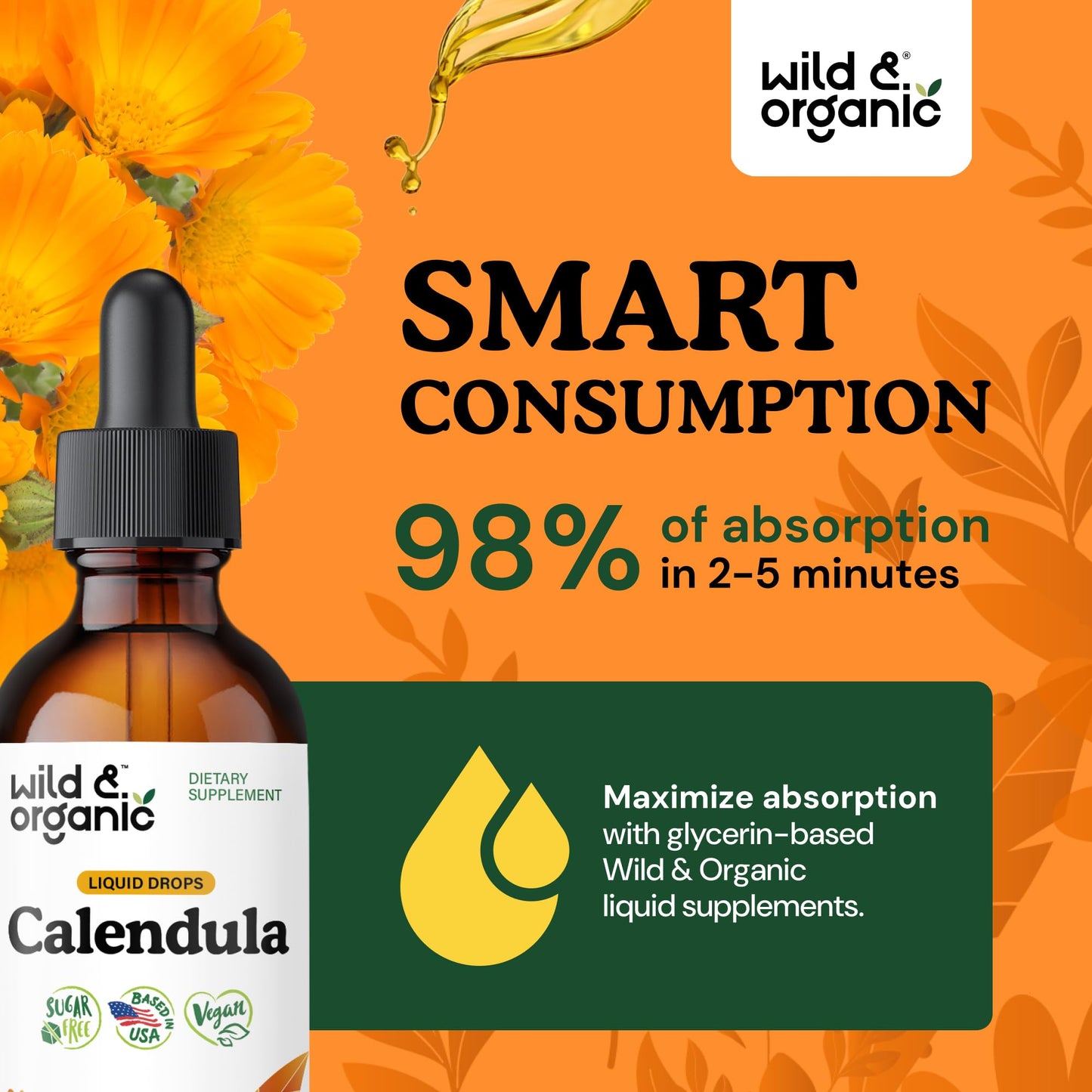 Wild & Organic Calendula Flowers Supplement - Antioxidant, Immune & Skin Support - Add to Tea Extract Drops - Calendula Herb Tincture - Vegan, Alcohol & Sugar-Free - 4 fl oz - PrimeBioHealth - canada supplements