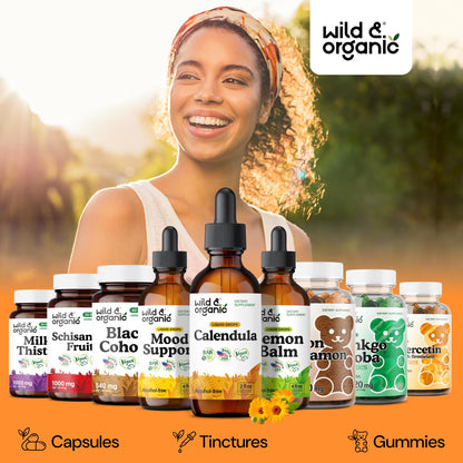 Wild & Organic Calendula Flowers Supplement - Antioxidant, Immune & Skin Support - Add to Tea Extract Drops - Calendula Herb Tincture - Vegan, Alcohol & Sugar-Free - 4 fl oz - PrimeBioHealth - canada supplements