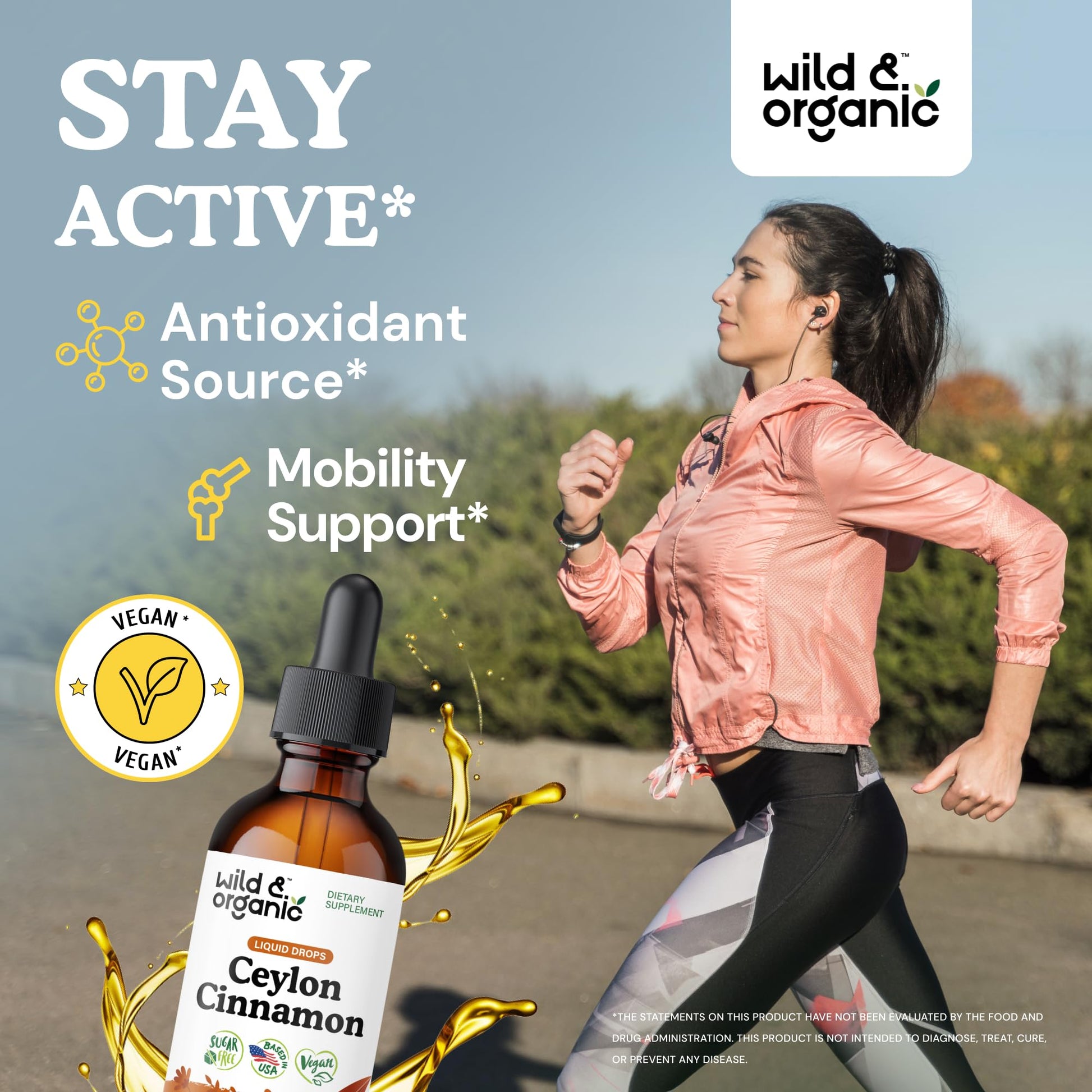 Wild & Organic Ceylon Cinnamon Supplements 500mg - Antioxidant Support - Ceylon Cinnamon Drops - Add to Tea Liquid Extract - Cinnamomum Verum Bark - Unflavored, Sugar & Alcohol-Free Tincture - 4 fl oz - PrimeBioHealth - canada supplements