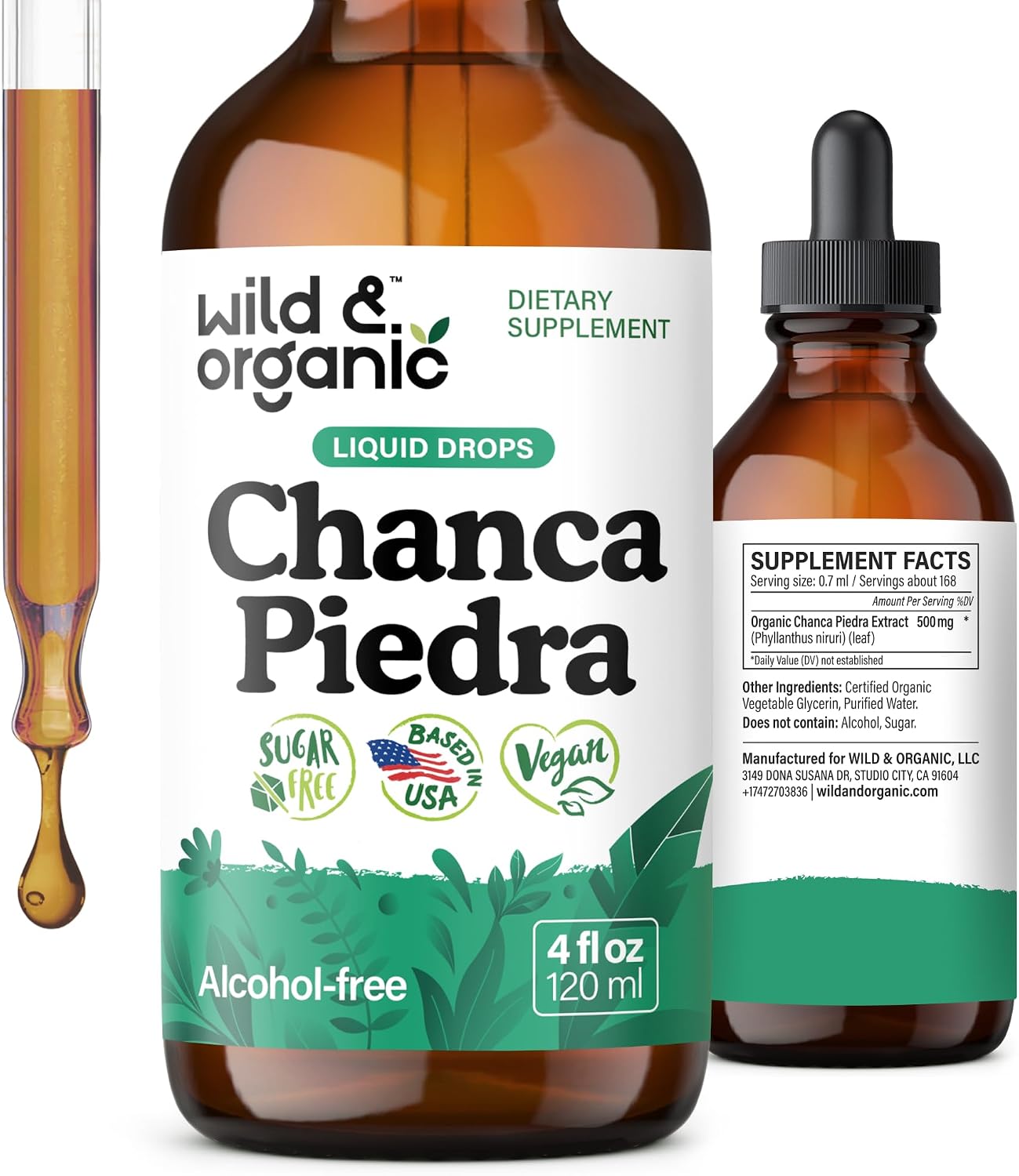 Wild & Organic Chanca Piedra Stone Breaker Drops - Kidney, Gallbladder & Urinary Support - Chanca Piedra Liquid Extract for Fast Absorption - Add to Tea Herb Tincture - Sugar & Alcohol-Free - 4 oz - PrimeBioHealth - canada supplements