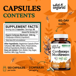Wild & Organic Cordyceps Mushroom Tincture - Energy & Immune Support - Cordyceps Sinensis Extract Supplement - Liquid Mushroom Drops - Add to Tea & Mix with Powder - Sugar & Alcohol-Free - 4 fl oz - PrimeBioHealth - canada supplements