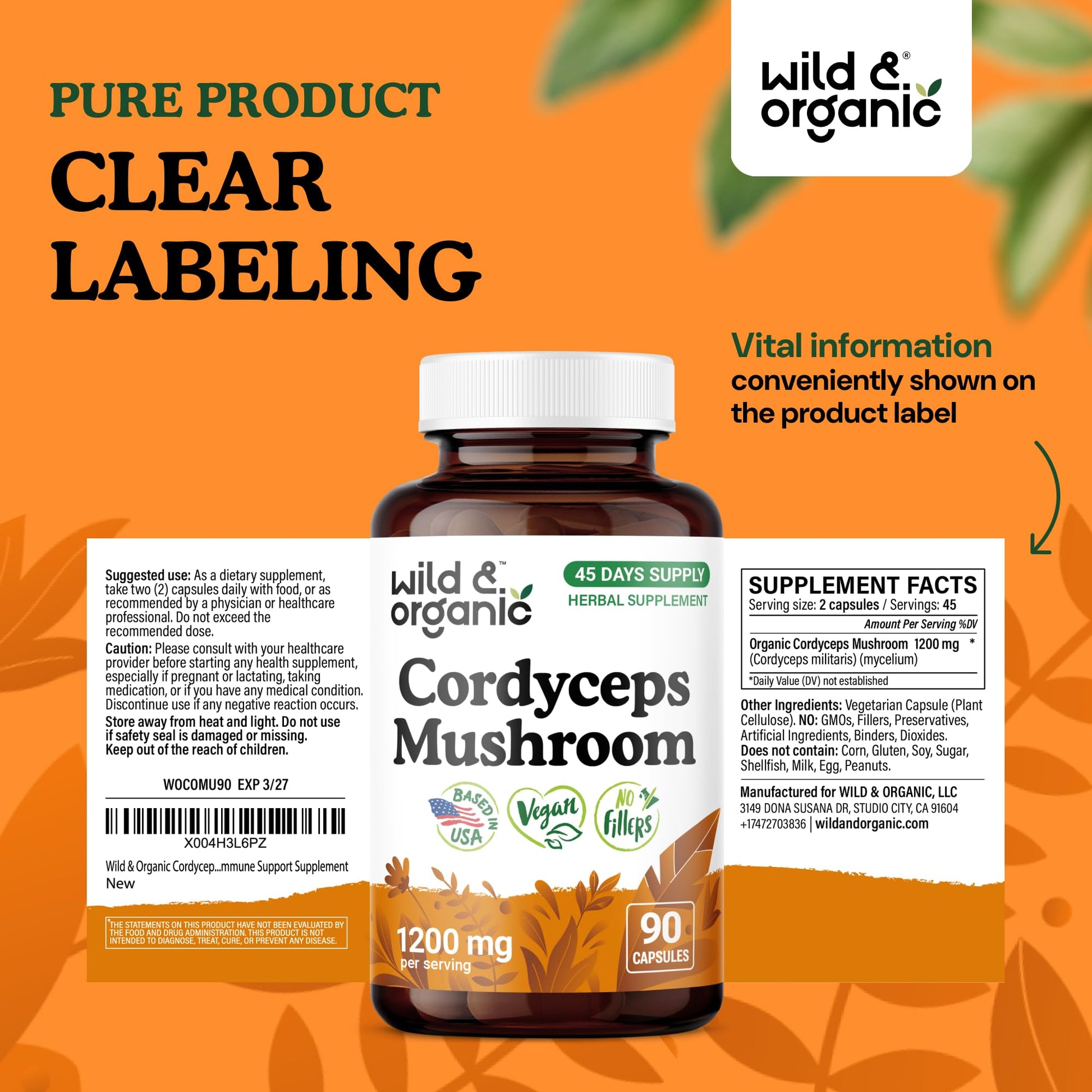 Wild & Organic Cordyceps Mushroom Tincture - Energy & Immune Support - Cordyceps Sinensis Extract Supplement - Liquid Mushroom Drops - Add to Tea & Mix with Powder - Sugar & Alcohol-Free - 4 fl oz - PrimeBioHealth - canada supplements