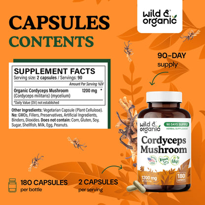 Wild & Organic Cordyceps Mushroom Tincture - Energy & Immune Support - Cordyceps Sinensis Extract Supplement - Liquid Mushroom Drops - Add to Tea & Mix with Powder - Sugar & Alcohol-Free - 4 fl oz - PrimeBioHealth - canada supplements