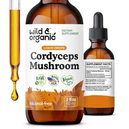 Wild & Organic Cordyceps Mushroom Tincture - Energy & Immune Support - Cordyceps Sinensis Extract Supplement - Liquid Mushroom Drops - Add to Tea & Mix with Powder - Sugar & Alcohol-Free - 4 fl oz - PrimeBioHealth - canada supplements