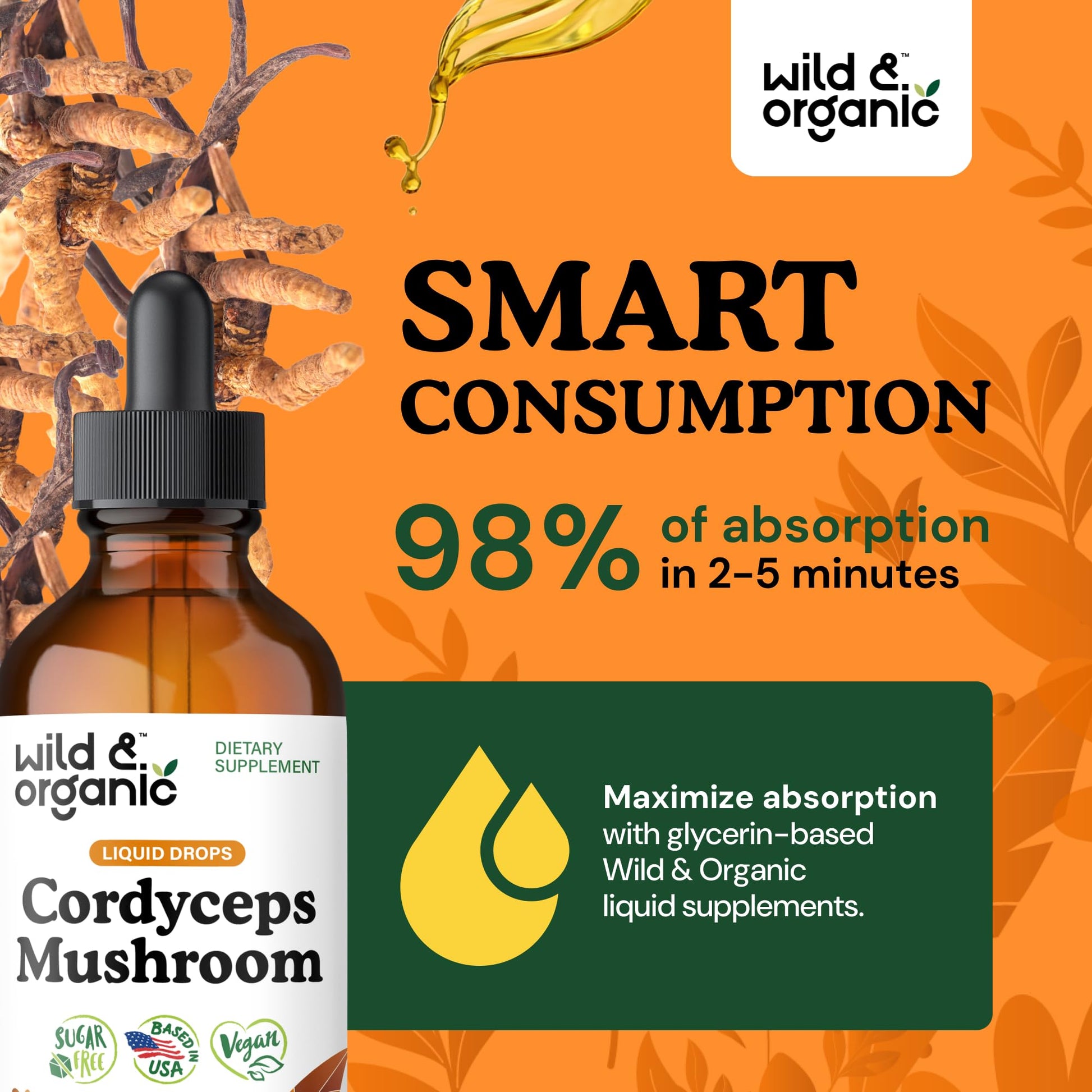 Wild & Organic Cordyceps Mushroom Tincture - Energy & Immune Support - Cordyceps Sinensis Extract Supplement - Liquid Mushroom Drops - Add to Tea & Mix with Powder - Sugar & Alcohol-Free - 4 fl oz - PrimeBioHealth - canada supplements