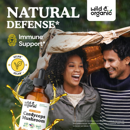 Wild & Organic Cordyceps Mushroom Tincture - Energy & Immune Support - Cordyceps Sinensis Extract Supplement - Liquid Mushroom Drops - Add to Tea & Mix with Powder - Sugar & Alcohol-Free - 4 fl oz - PrimeBioHealth - canada supplements