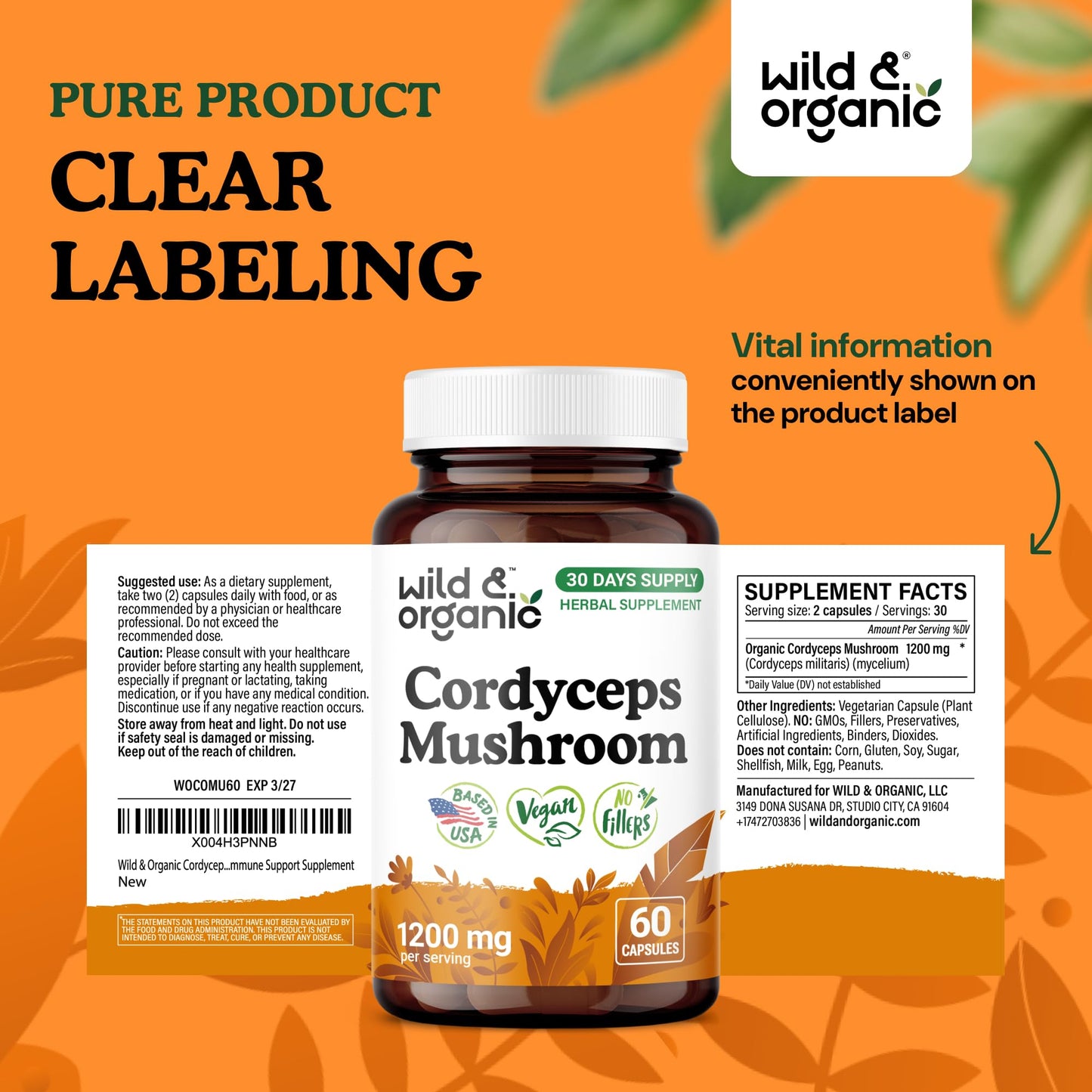 Wild & Organic Cordyceps Mushroom Tincture - Energy & Immune Support - Cordyceps Sinensis Extract Supplement - Liquid Mushroom Drops - Add to Tea & Mix with Powder - Sugar & Alcohol-Free - 4 fl oz - PrimeBioHealth - canada supplements