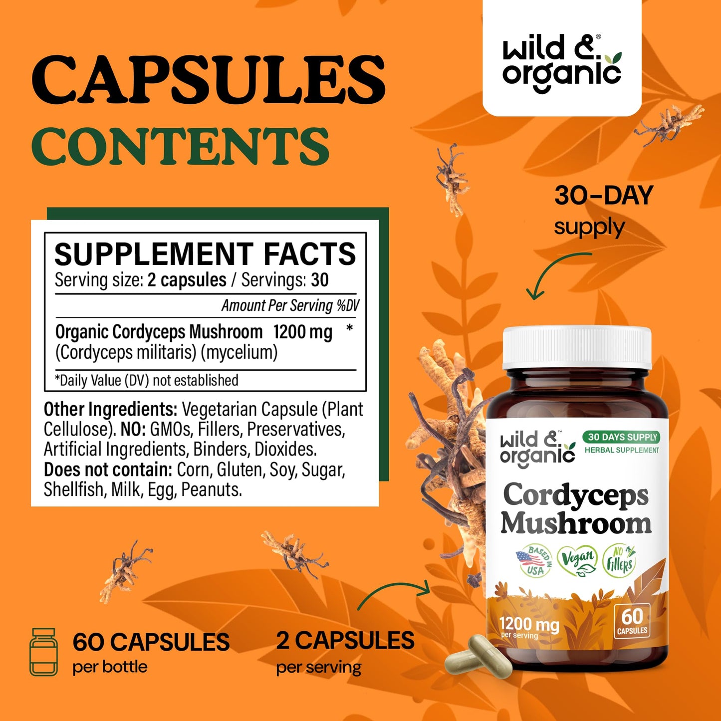 Wild & Organic Cordyceps Mushroom Tincture - Energy & Immune Support - Cordyceps Sinensis Extract Supplement - Liquid Mushroom Drops - Add to Tea & Mix with Powder - Sugar & Alcohol-Free - 4 fl oz - PrimeBioHealth - canada supplements