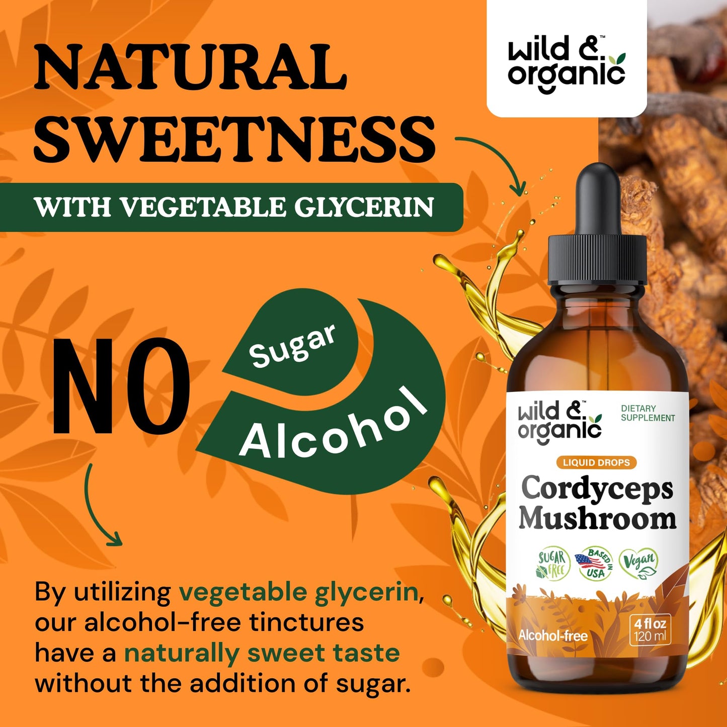 Wild & Organic Cordyceps Mushroom Tincture - Energy & Immune Support - Cordyceps Sinensis Extract Supplement - Liquid Mushroom Drops - Add to Tea & Mix with Powder - Sugar & Alcohol-Free - 4 fl oz - PrimeBioHealth - canada supplements