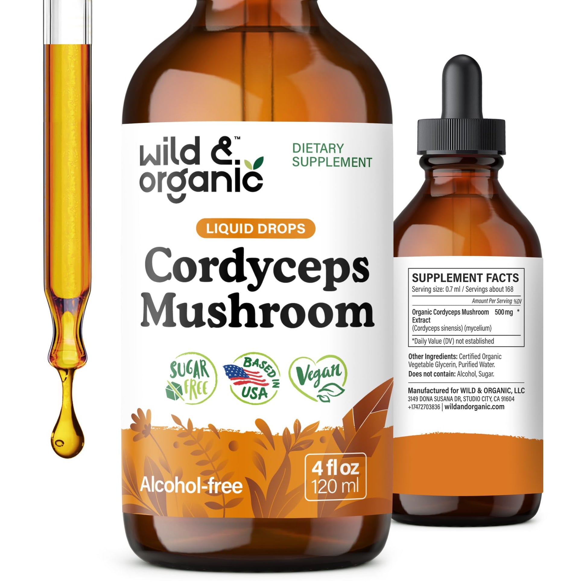 Wild & Organic Cordyceps Mushroom Tincture - Energy & Immune Support - Cordyceps Sinensis Extract Supplement - Liquid Mushroom Drops - Add to Tea & Mix with Powder - Sugar & Alcohol-Free - 4 fl oz - PrimeBioHealth - canada supplements