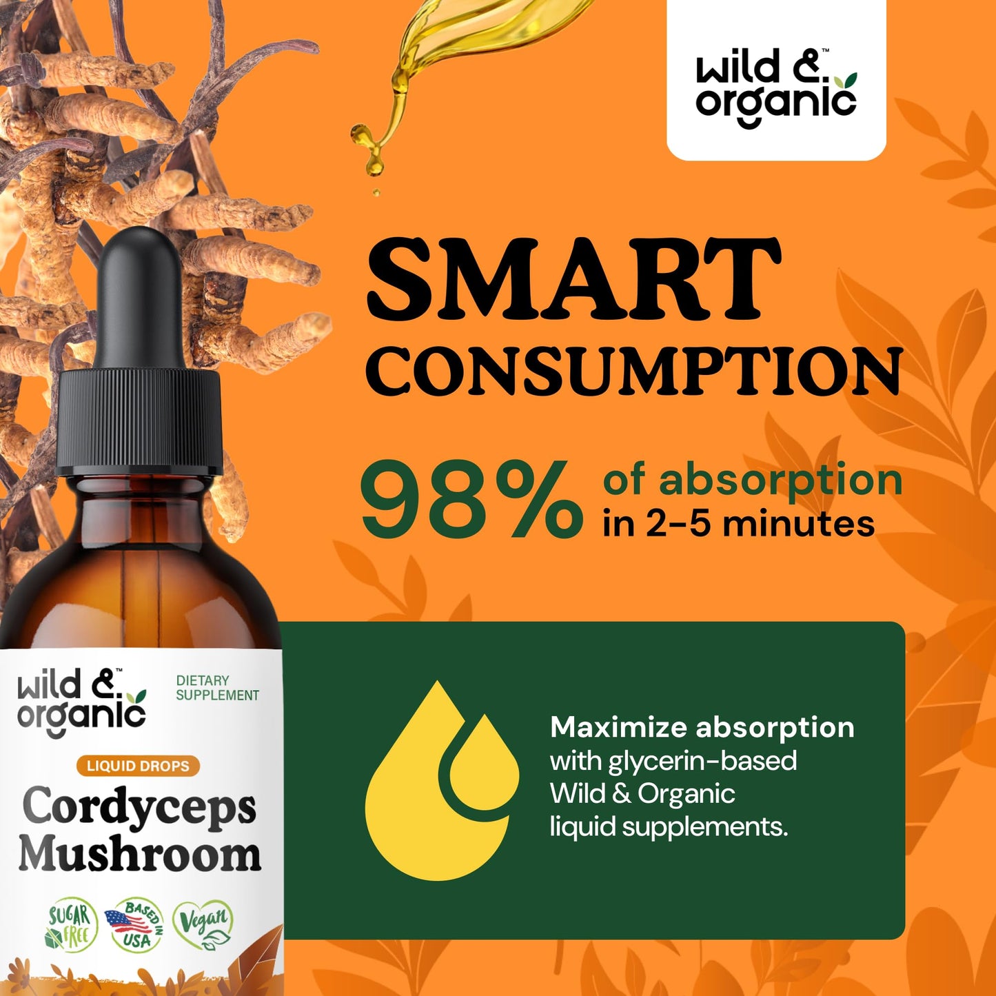 Wild & Organic Cordyceps Mushroom Tincture - Energy & Immune Support - Cordyceps Sinensis Extract Supplement - Liquid Mushroom Drops - Add to Tea & Mix with Powder - Sugar & Alcohol-Free - 4 fl oz - PrimeBioHealth - canada supplements