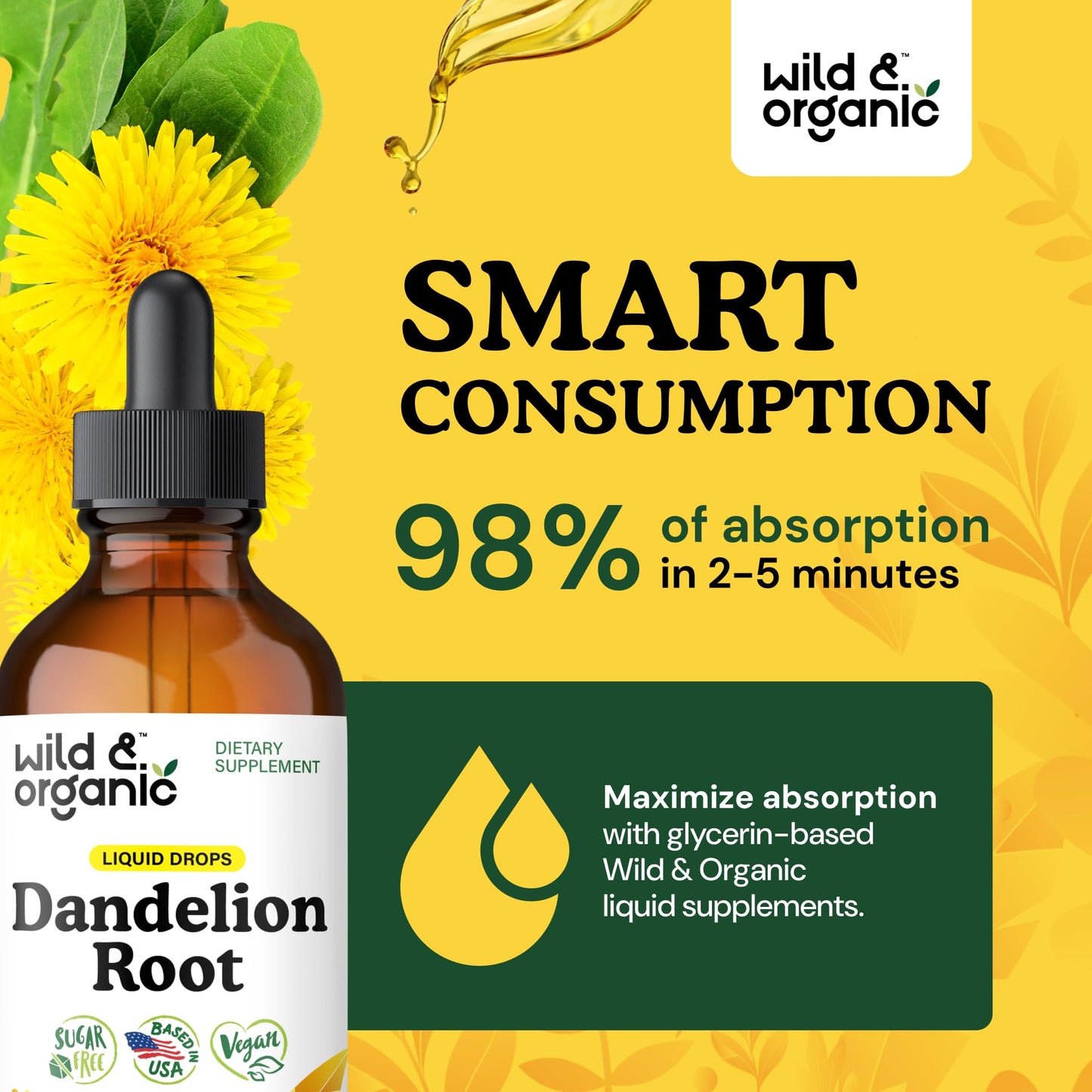 Wild & Organic Dandelion Root Extract Drops - Liver Cleanse Detox - Herbal Dandelion Tincture - Liver Support Supplement - Add to Tea - Vegan, Sugar & Alcohol-Free Liquid Drops - 4 fl oz - PrimeBioHealth - canada supplements