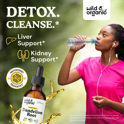 Wild & Organic Dandelion Root Extract Drops - Liver Cleanse Detox - Herbal Dandelion Tincture - Liver Support Supplement - Add to Tea - Vegan, Sugar & Alcohol-Free Liquid Drops - 4 fl oz - PrimeBioHealth - canada supplements
