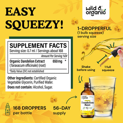 Wild & Organic Dandelion Root Extract Drops - Liver Cleanse Detox - Herbal Dandelion Tincture - Liver Support Supplement - Add to Tea - Vegan, Sugar & Alcohol-Free Liquid Drops - 4 fl oz - PrimeBioHealth - canada supplements