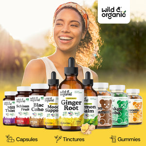 Wild & Organic Ginger Root Extract Drops - Immune & Digestive Support - Liquid Ginger Supplements - Easy to Add to Tea - Vegan, Sugar & Alcohol-Free Tincture - 4 fl oz - PrimeBioHealth - canada supplements