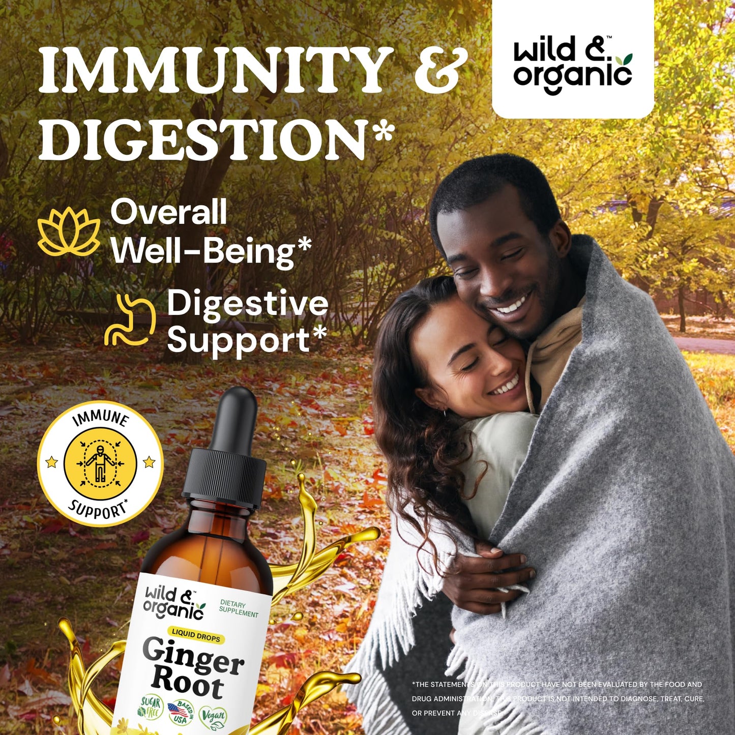 Wild & Organic Ginger Root Extract Drops - Immune & Digestive Support - Liquid Ginger Supplements - Easy to Add to Tea - Vegan, Sugar & Alcohol-Free Tincture - 4 fl oz - PrimeBioHealth - canada supplements