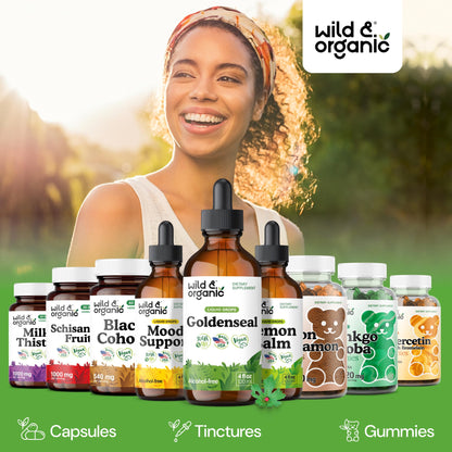 Wild & Organic Goldenseal Tincture - Lung & Digestive Support - Goldenseal Root Extract Liquid Drops - Vegan, Sugar & Alcohol-Free Herb Supplement - 4 fl oz - PrimeBioHealth - canada supplements