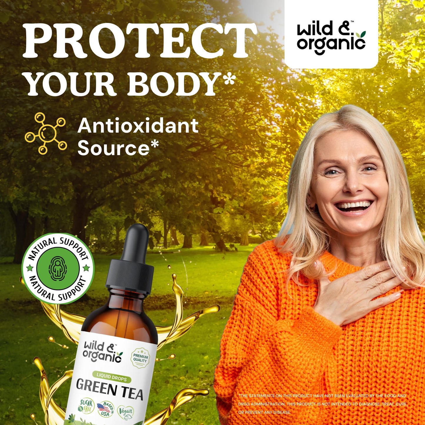 Wild & Organic Green Tea Extract Liquid Drops - Antioxidant Support - Pure Green Tea Supplement - 84-Day Supply - Vegan, Sugar & Alcohol-Free Camellia Sinensis Tincture - 4 fl oz - PrimeBioHealth - canada supplements
