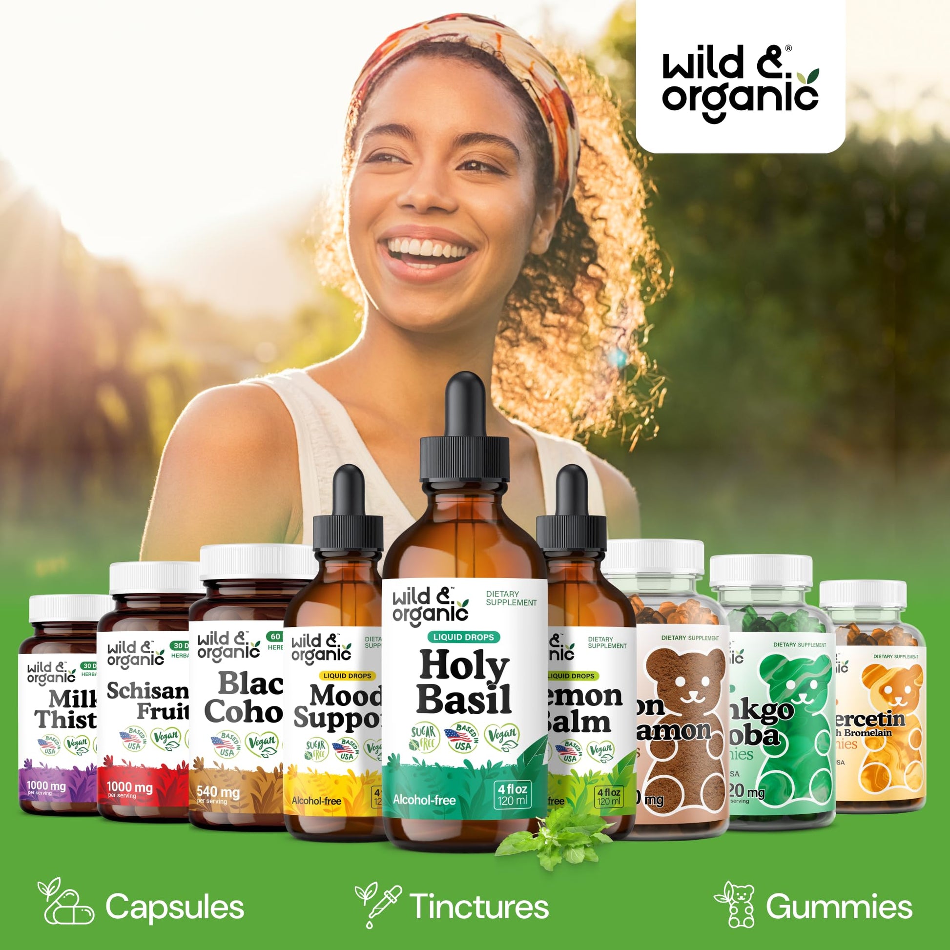 Wild & Organic Holy Basil Tincture - Relaxation & Calmness Support - Liquid Holy Basil Leaf Supplement - Tulsi Drops - Vegan, Sugar & Alcohol-Free Extract - 4 fl oz - PrimeBioHealth - canada supplements
