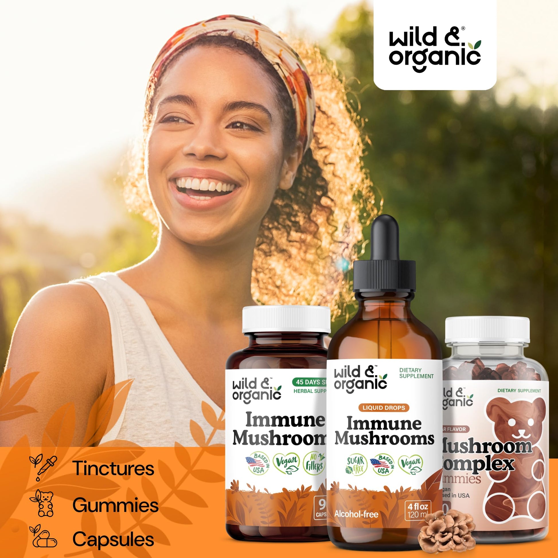 Wild & Organic Immune Mushroom Tincture - 8-in-1 Immune Support with Chaga, Reishi, Turkey Tail, Lion’s Mane, Maitake Extract - Liquid Mushroom Supplement - Vegan, Sugar & Alcohol-Free Drops - 4 oz - PrimeBioHealth - canada supplements