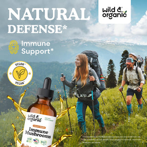 Wild & Organic Immune Mushroom Tincture - 8-in-1 Immune Support with Chaga, Reishi, Turkey Tail, Lion’s Mane, Maitake Extract - Liquid Mushroom Supplement - Vegan, Sugar & Alcohol-Free Drops - 4 oz - PrimeBioHealth - canada supplements