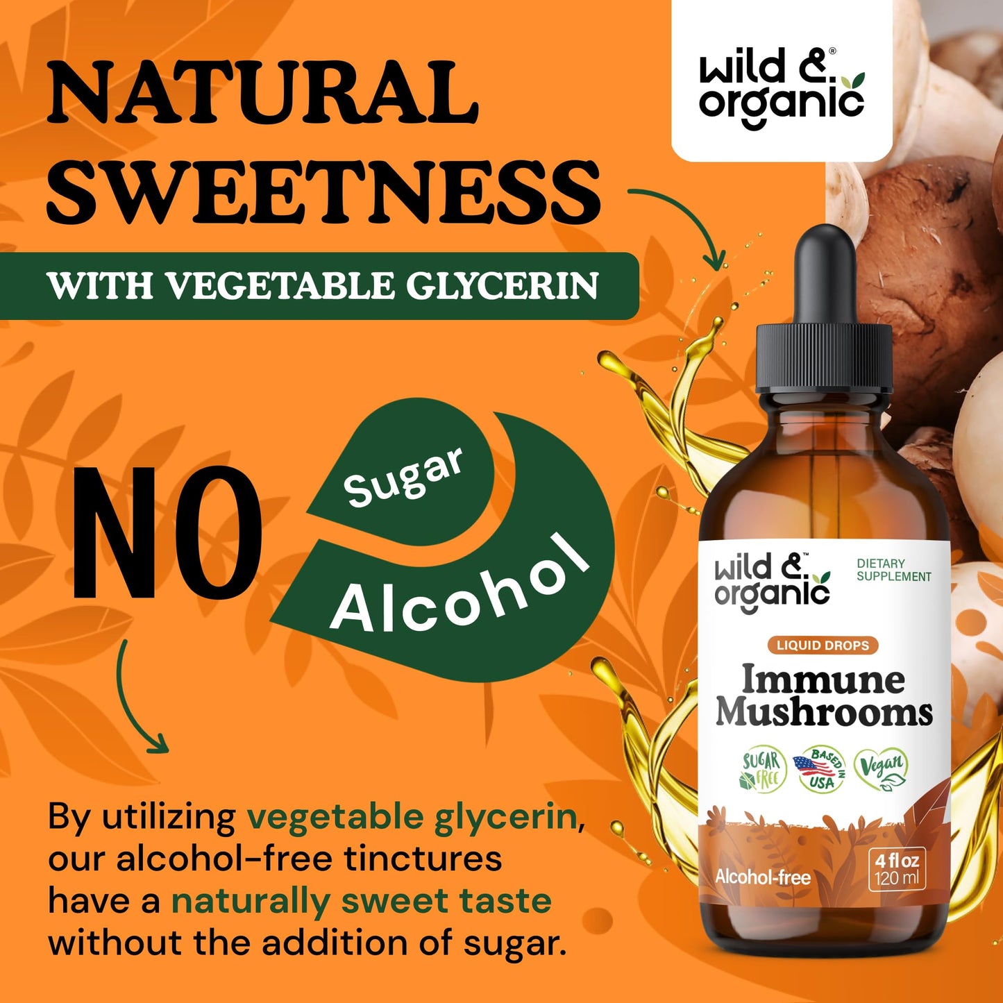 Wild & Organic Immune Mushroom Tincture - 8-in-1 Immune Support with Chaga, Reishi, Turkey Tail, Lion’s Mane, Maitake Extract - Liquid Mushroom Supplement - Vegan, Sugar & Alcohol-Free Drops - 4 oz - PrimeBioHealth - canada supplements