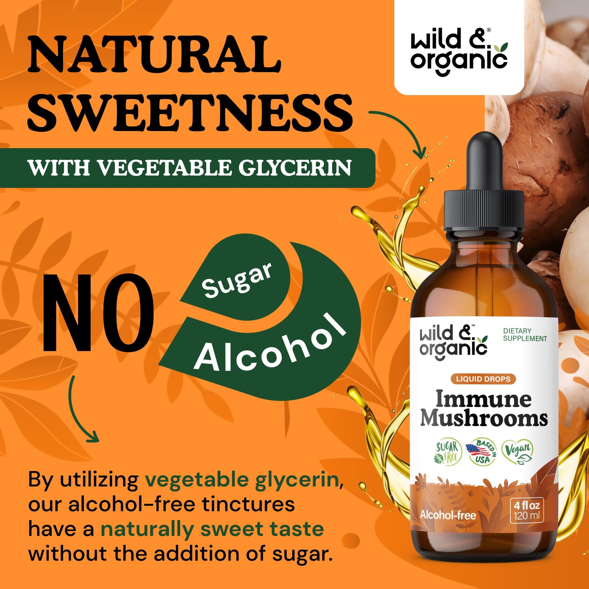 Wild & Organic Immune Mushroom Tincture - 8-in-1 Immune Support with Chaga, Reishi, Turkey Tail, Lion’s Mane, Maitake Extract - Liquid Mushroom Supplement - Vegan, Sugar & Alcohol-Free Drops - 4 oz - PrimeBioHealth - canada supplements