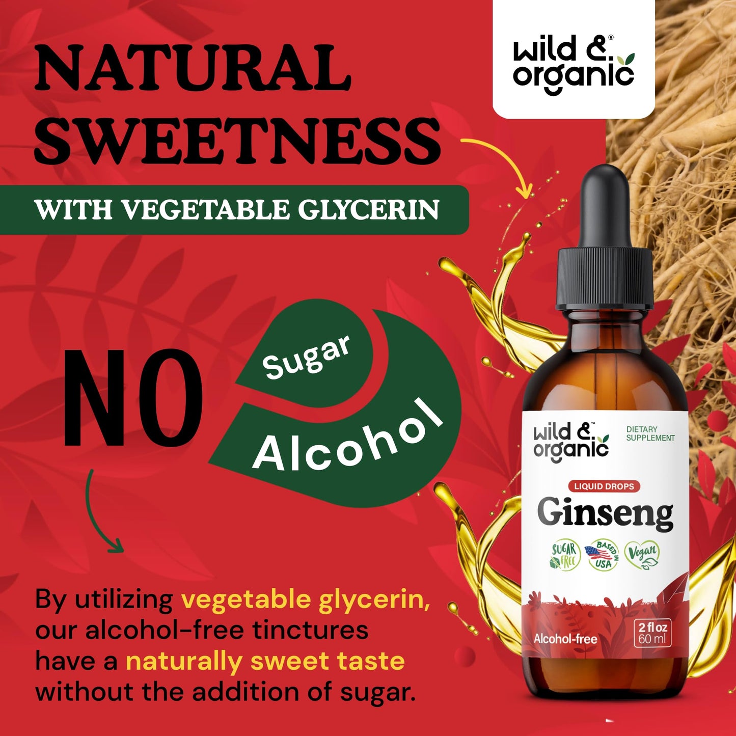 Wild & Organic Korean Panax Ginseng Extract Liquid Drops - Immune & Energy Support - Red Ginseng Root Supplement - Easy to Add to Tea - Vegan, Sugar & Alcohol-Free Tincture - 4 fl oz - PrimeBioHealth - canada supplements