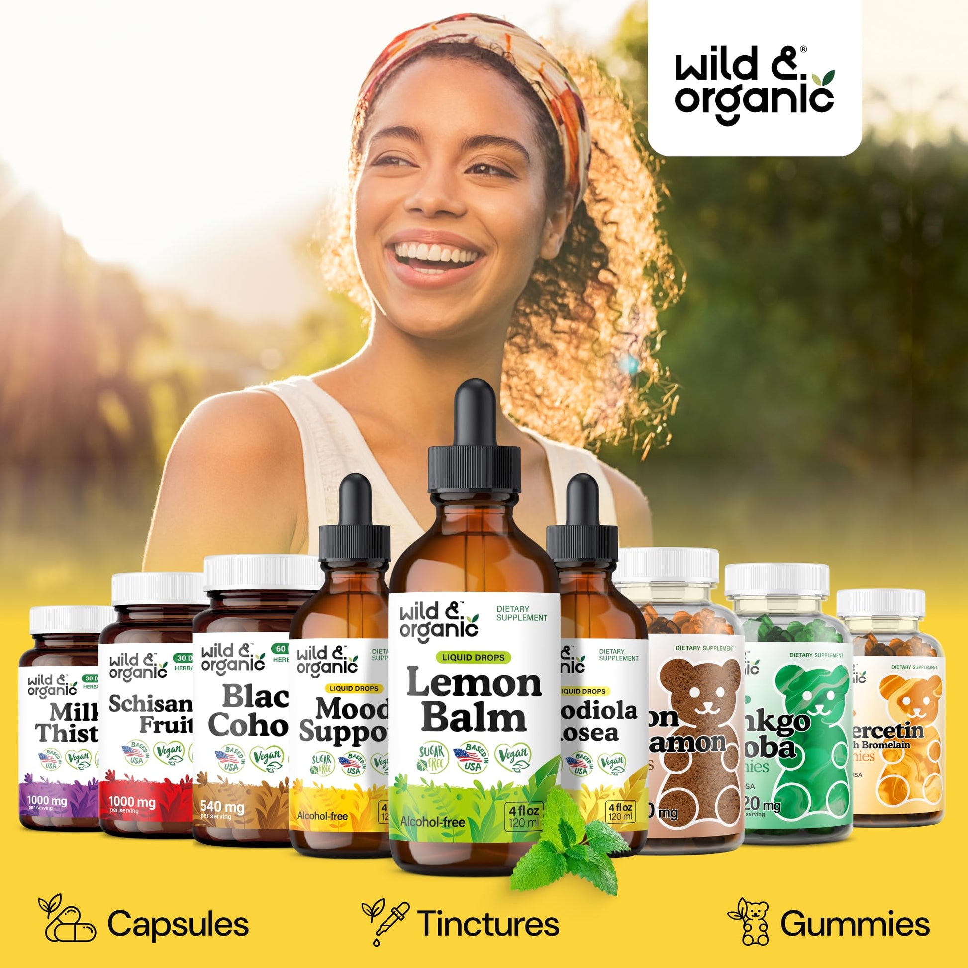 Wild & Organic Lemon Balm Tincture - Good Mood Support - Melissa Lemon Balm Extract Drops - Add to Tea for Relaxation - Vegan, Sugar & Alcohol-Free Leaf Supplement - 4 fl oz - PrimeBioHealth - canada supplements