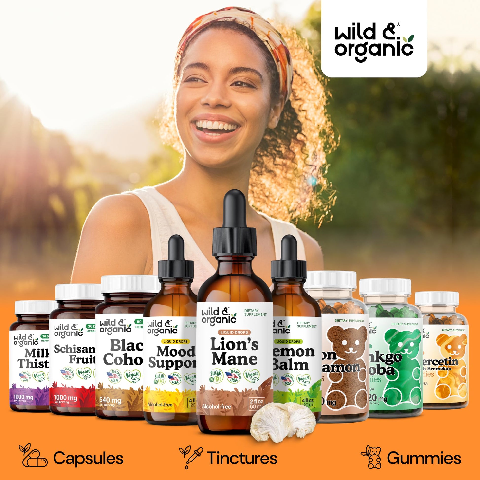 Wild & Organic Lions Mane Liquid Drops - Brain & Focus Support - Lion's Mane Mushroom Supplement - Hericium Erinaceus Mushroom Drops - Mix with Powder - Sugar & Alcohol-Free Extract Tincture - 4 oz - PrimeBioHealth - canada supplements
