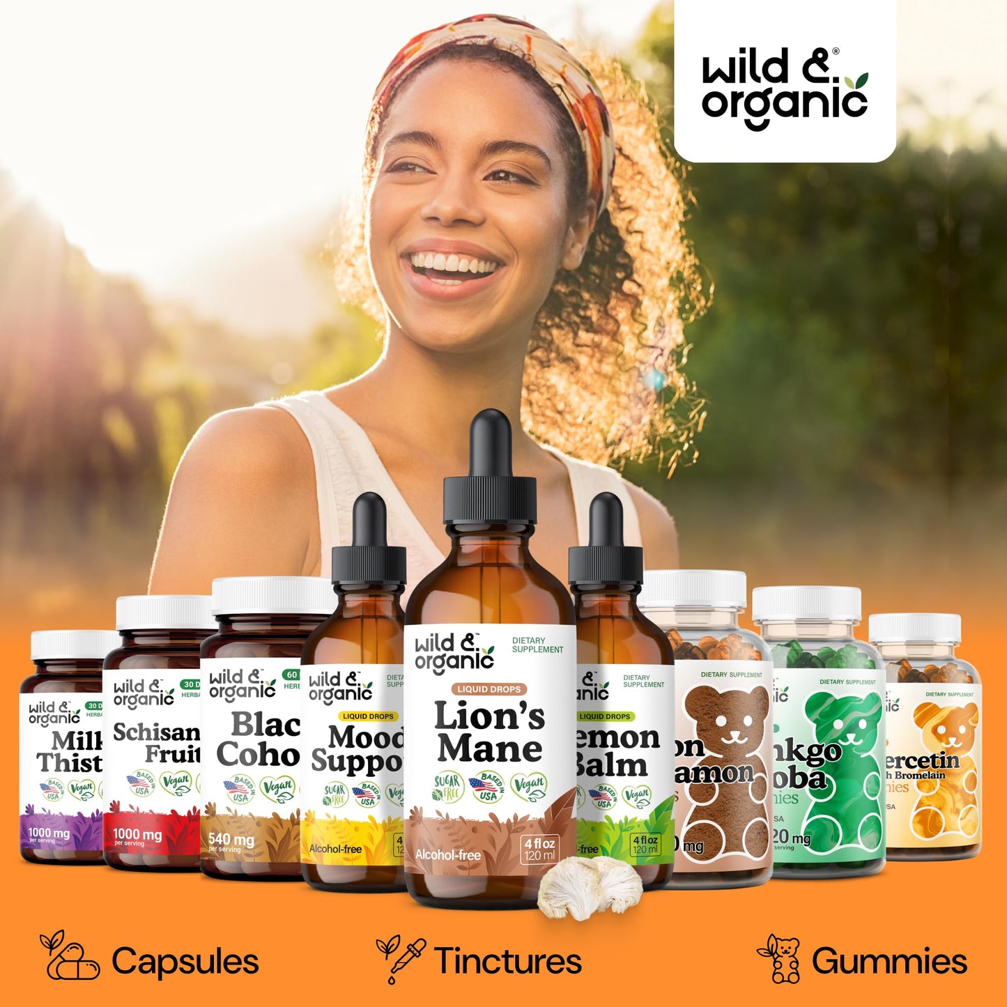 Wild & Organic Lions Mane Liquid Drops - Brain & Focus Support - Lion's Mane Mushroom Supplement - Hericium Erinaceus Mushroom Drops - Mix with Powder - Sugar & Alcohol-Free Extract Tincture - 4 oz - PrimeBioHealth - canada supplements