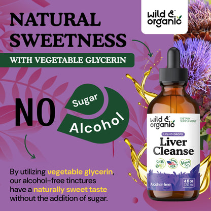 Wild & Organic Liver Cleanse Detox Tincture - Milk Thistle, Dandelion Root Herbal Complex - Liquid Liver Support Supplement - Vegan, Sugar & Alcohol-Free Milk Thistle Drops - 4 fl oz - PrimeBioHealth - canada supplements