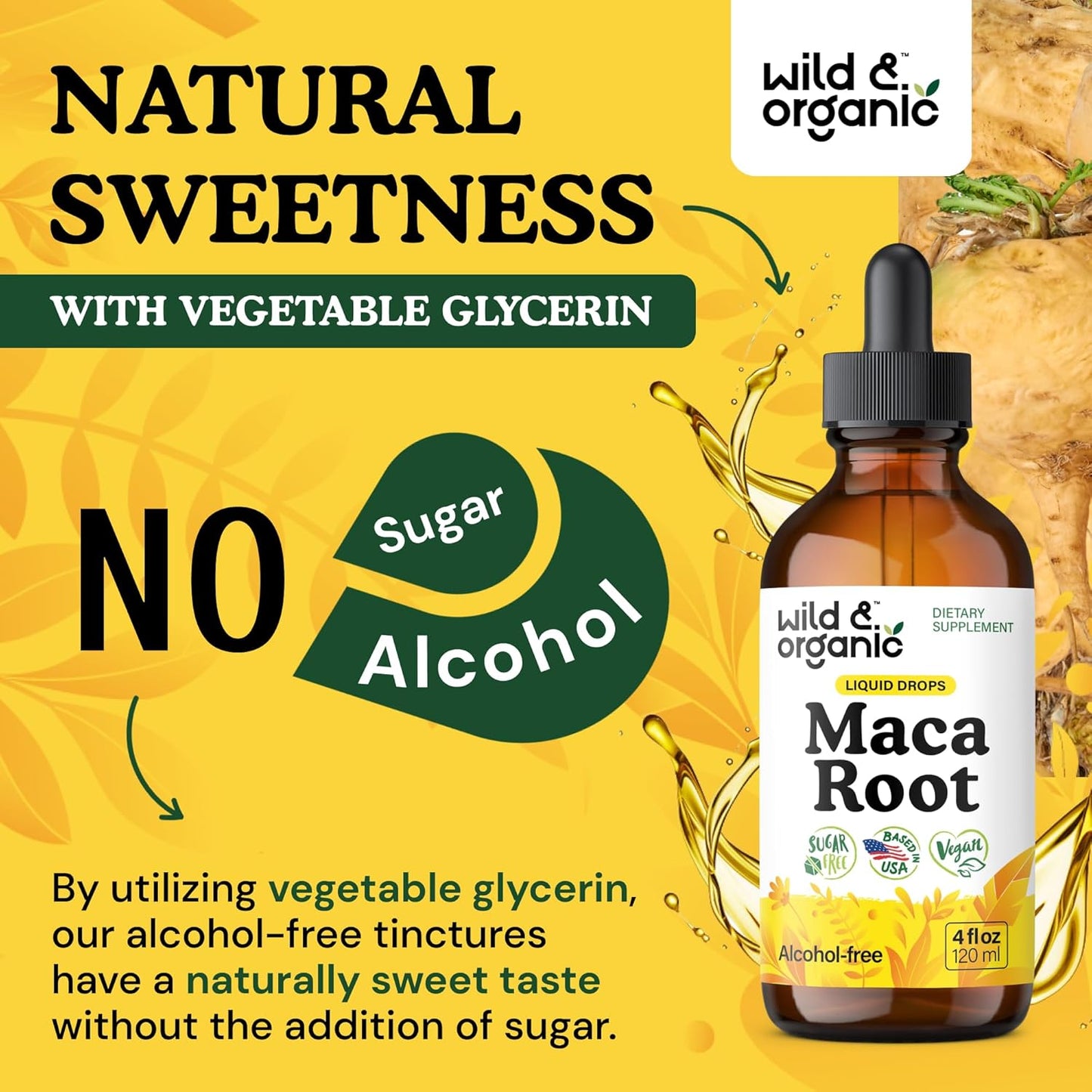 Wild & Organic Maca Root Liquid Drops for Men & Women - Peruvian Maca Tincture for Overall Support - Vegan, Sugar & Alcohol-Free Supplement - 4 fl oz - PrimeBioHealth - canada supplements