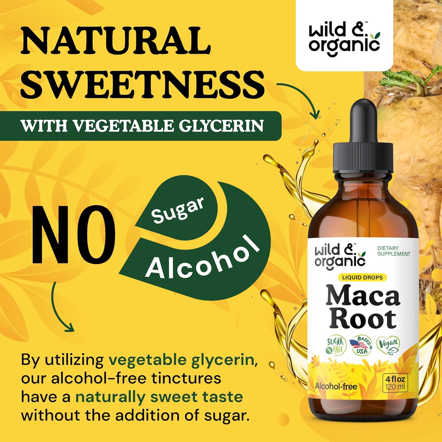Wild & Organic Maca Root Liquid Drops for Men & Women - Peruvian Maca Tincture for Overall Support - Vegan, Sugar & Alcohol-Free Supplement - 4 fl oz - PrimeBioHealth - canada supplements